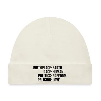 Geburtsort Erde Rasse Menschliche Politik Freiheit - Baby Premium Organic Mütze - Naturweiß - Vorne