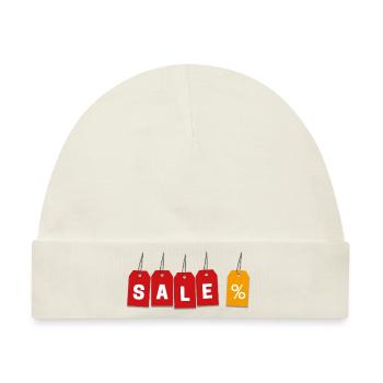 SALE Etiketten - Baby Premium Organic Mütze - Naturweiß - Vorne
