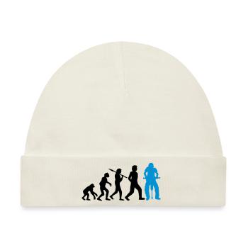 Logo Evolution Presslufthammer - Baby Premium Organic Mütze - Naturweiß - Vorne