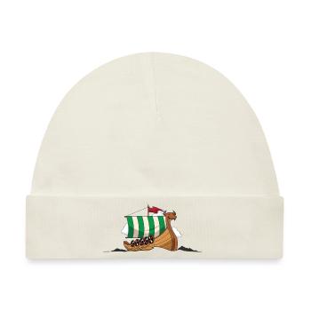 Wikinger Schiff Wikingerschiff Drachenboot Kelten - Baby Premium Organic Mütze - Naturweiß - Vorne