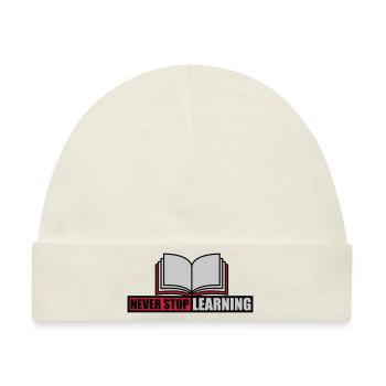never stop learning Zitat - Baby Premium Organic Mütze - Naturweiß - Vorne