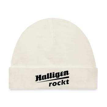 Halligen rockt - Textdesign mit Stadtnamen - Baby Premium Organic Mütze - Naturweiß - Vorne
