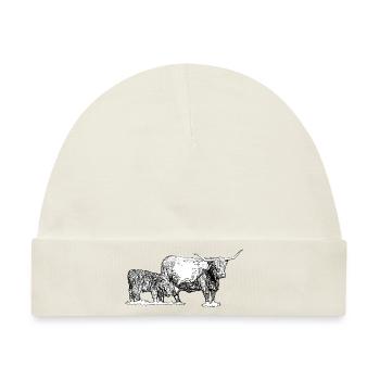 Hochlandrind mit Kalb - Baby Premium Organic Mütze - Naturweiß - Vorne