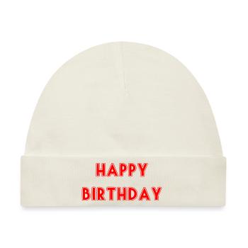 JAHRESTAG. ALLES GUTE ZUM GEBURTSTAG!. ALLES GUTE ZUM GEBURTSTAG!. - Baby Premium Organic Mütze - Naturweiß - Vorne