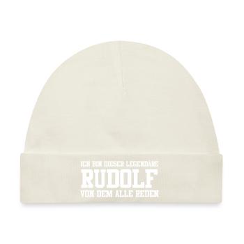 Rudolf Name Design - Baby Premium Organic Mütze - Naturweiß - Vorne