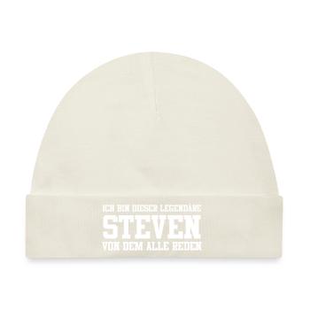 Steven Name Design - Baby Premium Organic Mütze - Naturweiß - Vorne
