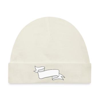Text Deko geschwungenes Banner - Baby Premium Organic Mütze - Naturweiß - Vorne