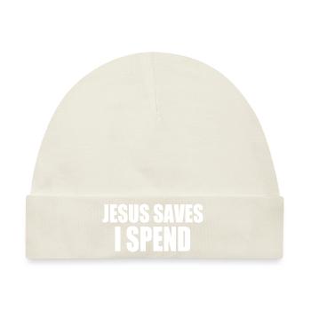 jesus saves i spend - Baby Premium Organic Mütze - Naturweiß - Vorne