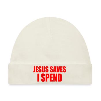 jesus saves i spend - Baby Premium Organic Mütze - Naturweiß - Vorne