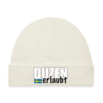 Duzen erlaubt Spruch Du Anrede Schweden Fahne - Baby Premium Organic Mütze - Naturweiß - Vorne