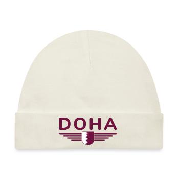 Doha Design – Stilvoll und Einzigartig - Baby Premium Organic Mütze - Naturweiß - Vorne