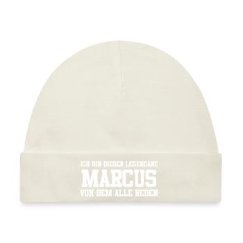 Marcus Name Design - Baby Premium Organic Mütze - Naturweiß - Vorne