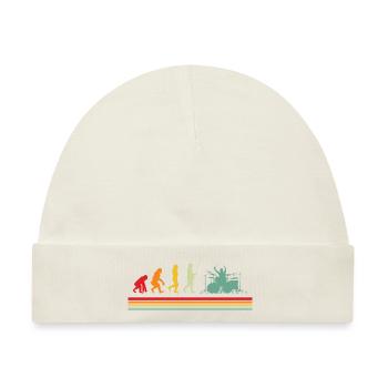 Schlagzeuger Evolution Drummer Retro Schlagzeug - Baby Premium Organic Mütze - Naturweiß - Vorne