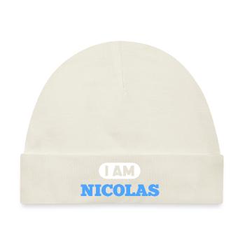 Nicolas Name Spruch für stolze Nicolas - Baby Premium Organic Mütze - Naturweiß - Vorne