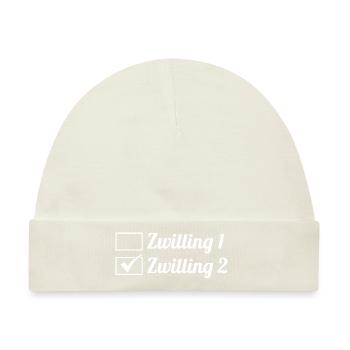 Zwillingsgeschwister Zwilling Zwillinge - Baby Premium Organic Mütze - Naturweiß - Vorne