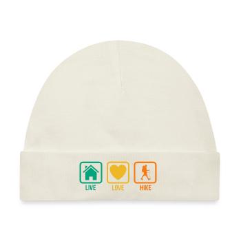 Live Love Hike Mountaineering Trekking Hiker Outdo - Baby Premium Organic Mütze - Naturweiß - Vorne