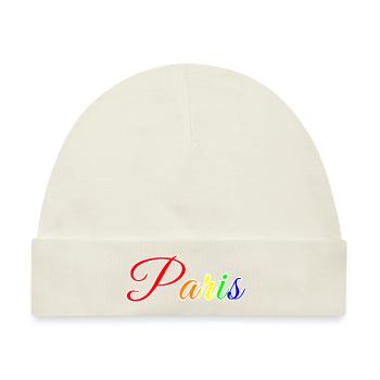 Stilisiertes und farbenfrohes Paris - Baby Premium Organic Mütze - Naturweiß - Vorne