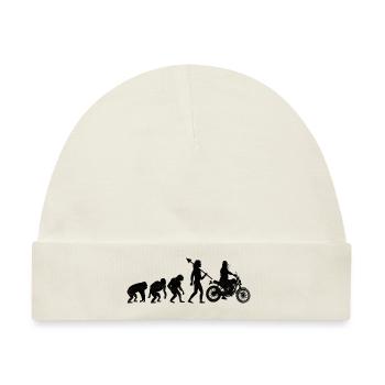 Evolution Motorrad Biker Mutter Motorrad Motorrad Motorrad - Baby Premium Organic Mütze - Naturweiß - Vorne