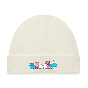 Trans Flagge Katze Design für Trans Menschen - Baby Premium Organic Mütze - Naturweiß - Vorne