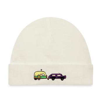Ferien Reise Camping Wohnwagen Wohnmobil Auto - Baby Premium Organic Mütze - Naturweiß - Vorne