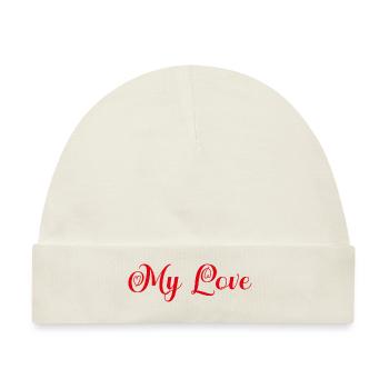 Meine Liebe - Mon amour - Geschenk zum Valentinstag. - Baby Premium Organic Mütze - Naturweiß - Vorne
