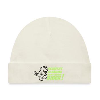 Schützt die Bäume - esst mehr Biber! - Baby Premium Organic Mütze - Naturweiß - Vorne