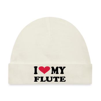I Love my flute - Baby Premium Organic Mütze - Naturweiß - Vorne
