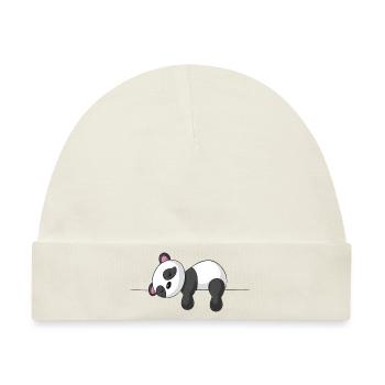 Schläfriger Comic Panda - Baby Premium Organic Mütze - Naturweiß - Vorne