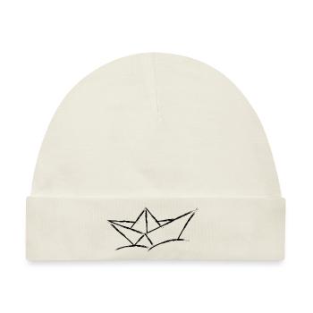 Papierboot Skizze - Baby Premium Organic Mütze - Naturweiß - Vorne