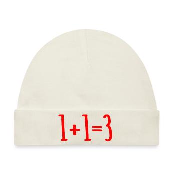 1 + 1 = 3 (rot) Ankündigung einer schwangeren Schwangerschaft Baby etc. - Baby Premium Organic Mütze - Naturweiß - Vorne