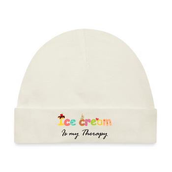 Ice is my Therapy Cooler Spruch bunten Buchstaben - Baby Premium Organic Mütze - Naturweiß - Vorne