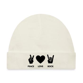 Peace Love Rock - Baby Premium Organic Mütze - Naturweiß - Vorne