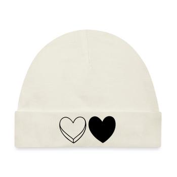 Black and White Herzen - Baby Premium Organic Mütze - Naturweiß - Vorne