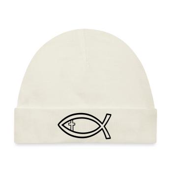 Fisch / christlicher Fisch - Baby Premium Organic Mütze - Naturweiß - Vorne
