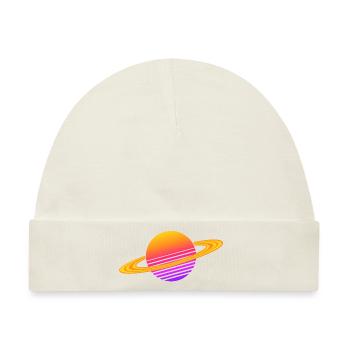 Synthwave Saturn - Baby Premium Organic Mütze - Naturweiß - Vorne