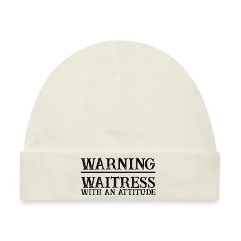 Warning Waitress With An Attitude 2 - Baby Premium Organic Mütze - Naturweiß - Vorne
