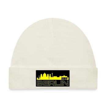 Berlin - mit Skyline in gelb - Baby Premium Organic Mütze - Naturweiß - Vorne