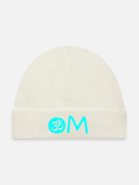 Om Chakra blau - Baby Premium Organic Mütze - Naturweiß
