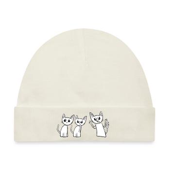 Streit Katzen Katze Haustiere schreien - Baby Premium Organic Mütze - Naturweiß - Vorne