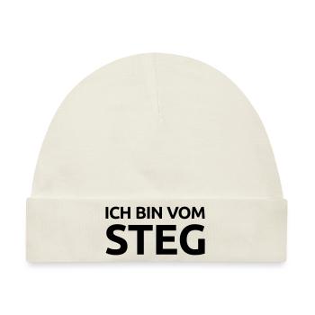 Ich bin vom Steg schwarz - Baby Premium Organic Mütze - Naturweiß - Vorne