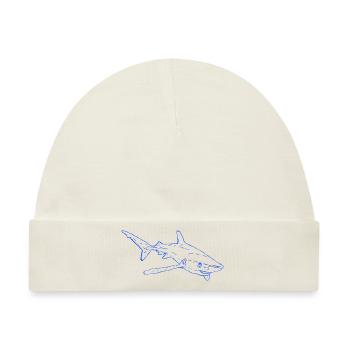 Hai in blau - Baby Premium Organic Mütze - Naturweiß - Vorne