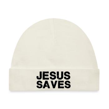jesus saves - Baby Premium Organic Mütze - Naturweiß - Vorne