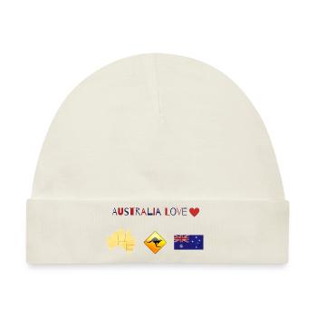 Australien, Australia Love, Australien Liebe - Baby Premium Organic Mütze - Naturweiß - Vorne