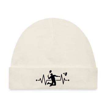 Badminton Heartbeat Badminton Spieler Badminton - Baby Premium Organic Mütze - Naturweiß - Vorne