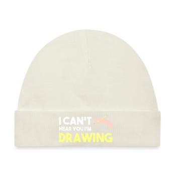I Can't Hear You I'm Drawing Coffee Illustrator - Baby Premium Organic Mütze - Naturweiß - Vorne