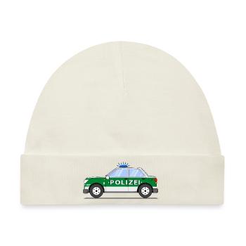 Polizeiauto in Grün und Silber - Baby Premium Organic Mütze - Naturweiß - Vorne