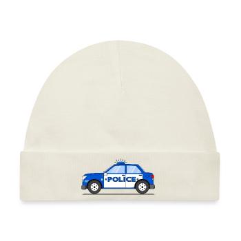 Police Blau und Weiß - Baby Premium Organic Mütze - Naturweiß - Vorne