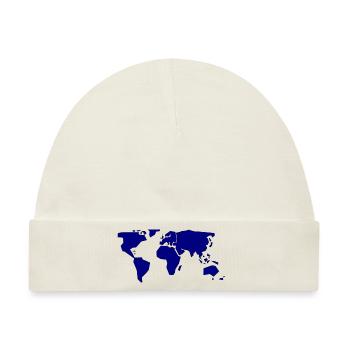 Weltkarte Navy Blau - Baby Premium Organic Mütze - Naturweiß - Vorne
