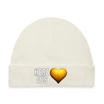 Goldener Schriftzug Herz aus Gold - Baby Premium Organic Mütze - Naturweiß - Vorne