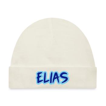 Elias Name Boy Name Junge Elias - Baby Premium Organic Mütze - Naturweiß - Vorne
